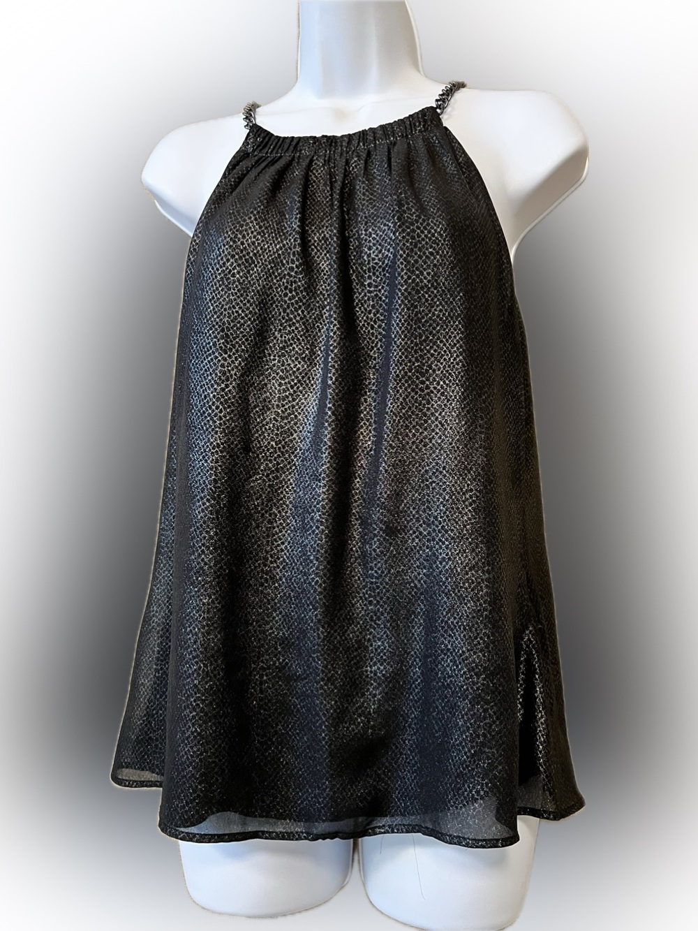 Cache metallic snake print black chain detail lined tank M gorgeous! 💕